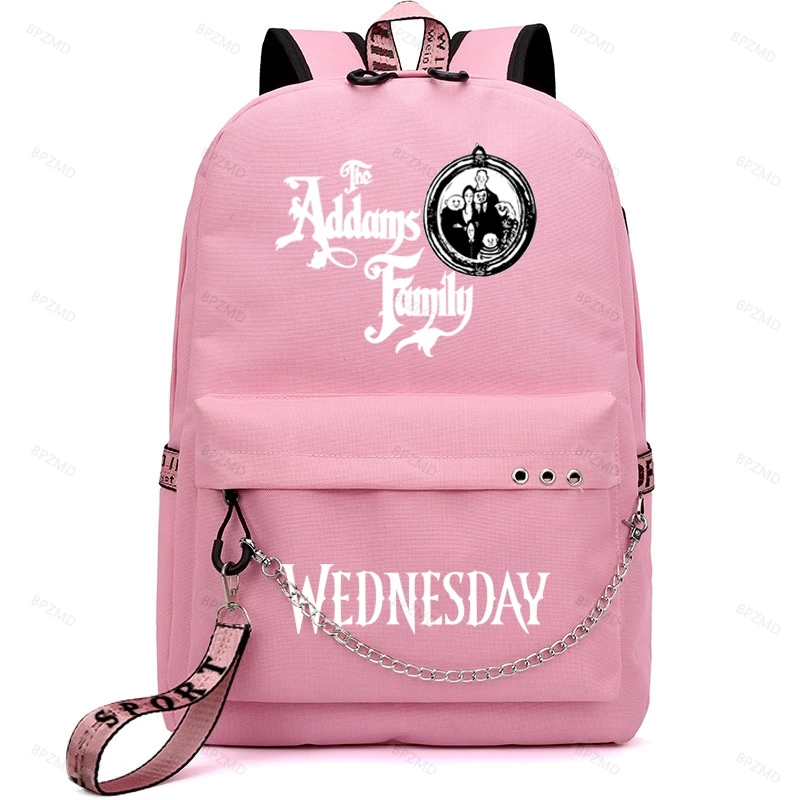 Wednesday Addams Backpack Girls School Bag Anti Theft USB Charge Women Backpack School Bags Teenage Travel Bag