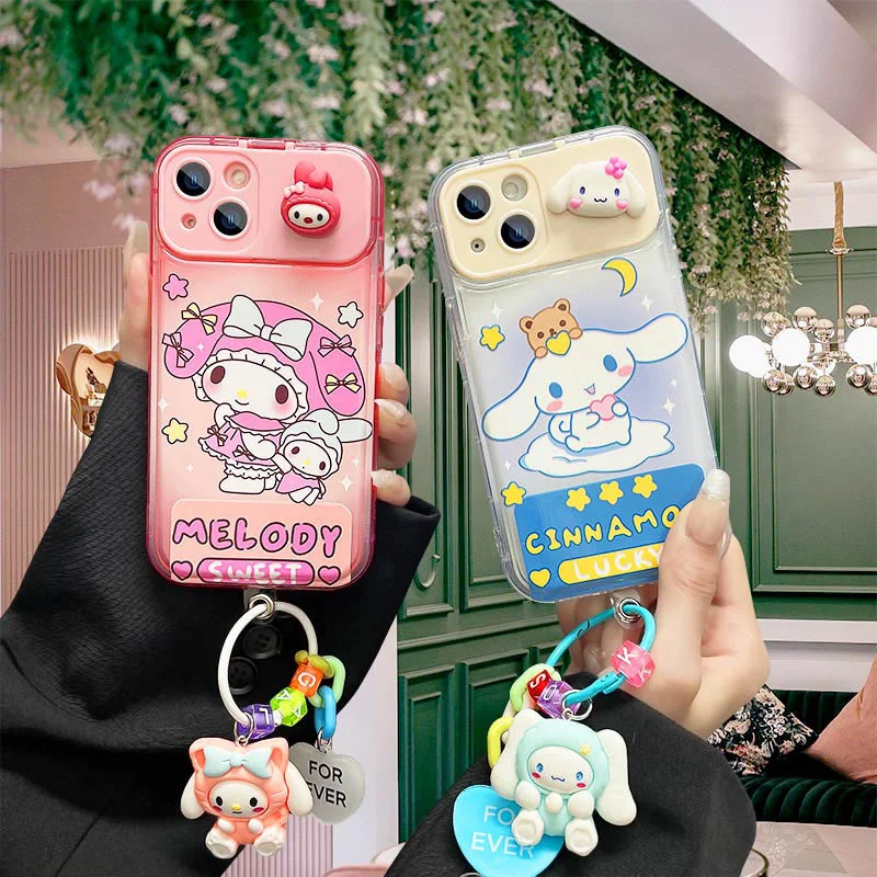 

Bubble Mirror Clear Mymelody Cinnamoroll Figure Ring Phone Cases For iPhone 13 12 11 Pro Max XR XS MAX 78 Shockproof soft shell