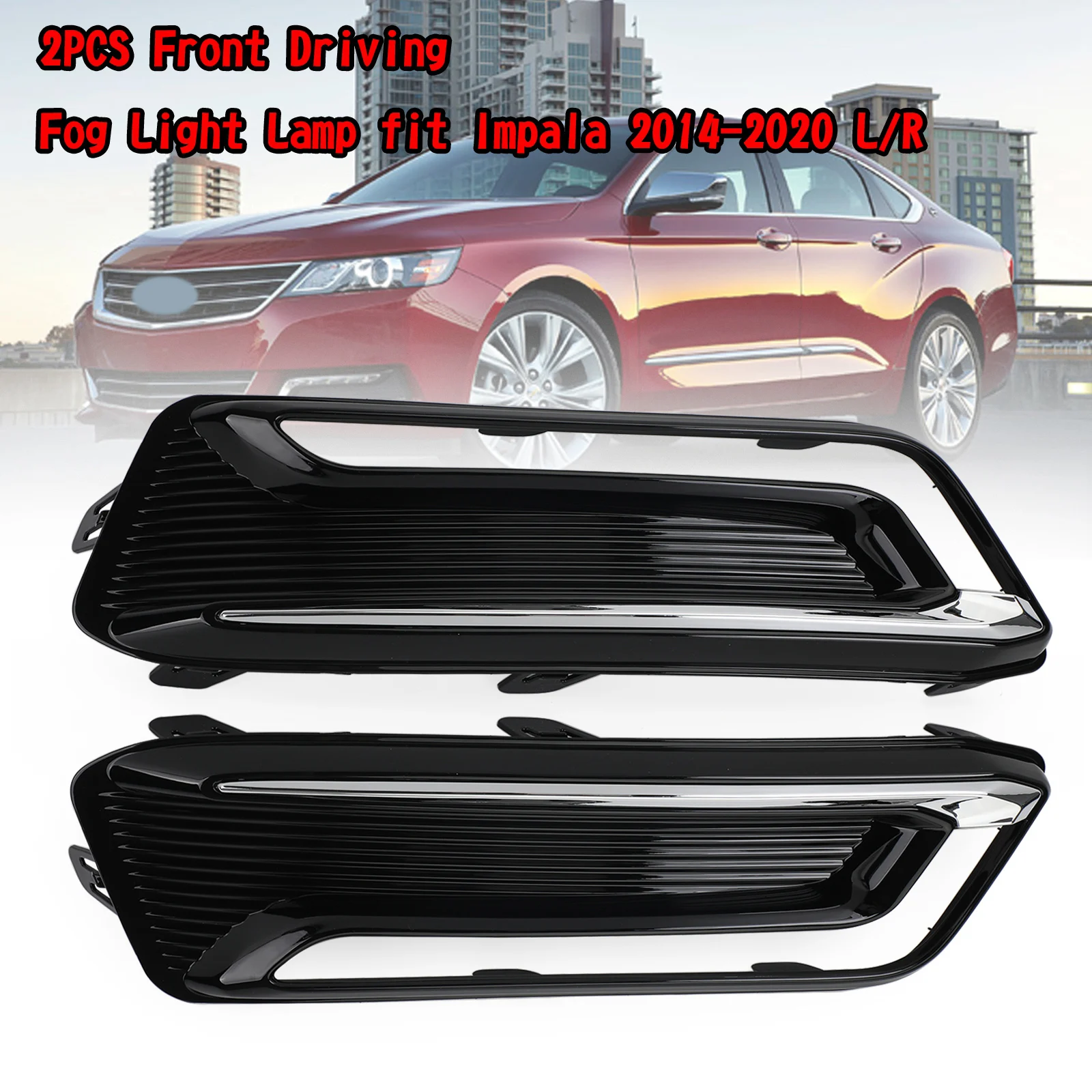 

Areyourshop 2PCS Front Driving Fog Light Lamp Bezel Black & Chrome fit Impala 2014-2020 L/R