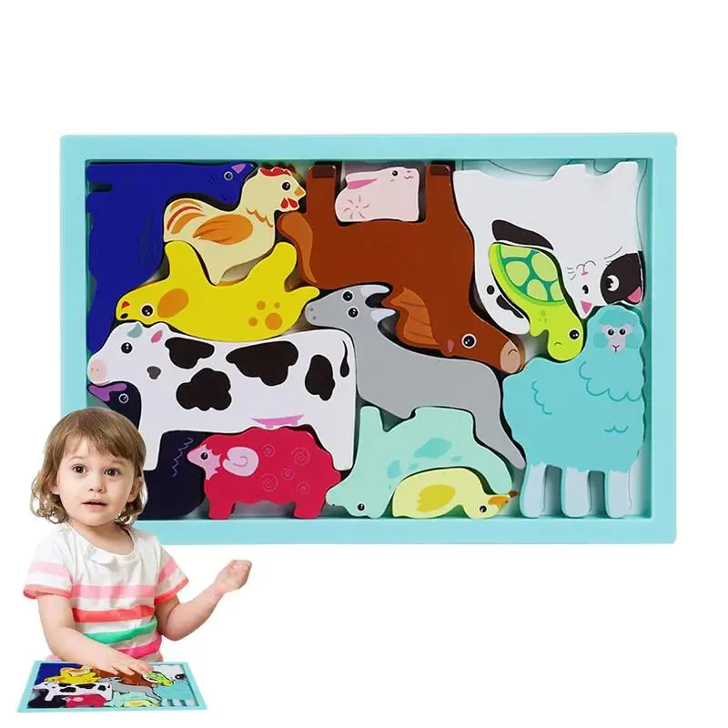 

Wooden Animal Puzzle Baby Wooden Toddler Puzzles 3D Montessori Toy For Toddlers Educational Developmental Toys Baby Montessori