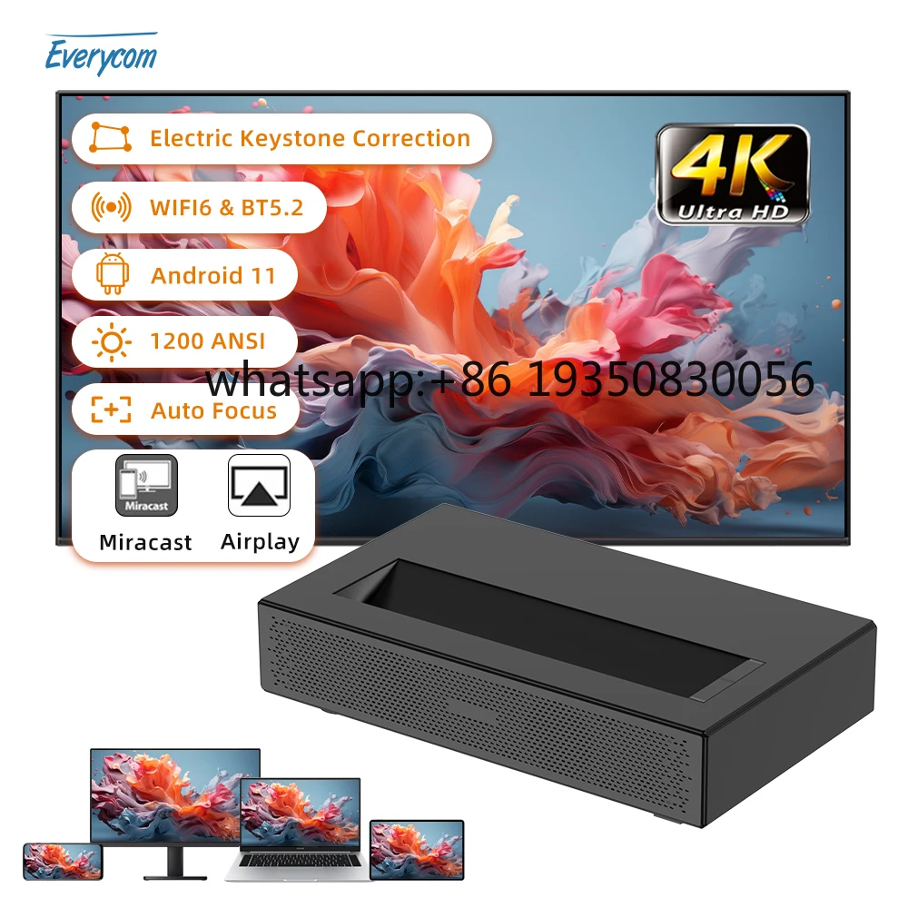 Фото Проектор UST Triple MINI Everycom U1 для домашнего кинотеатра 4K, мини-проектор 4K №1