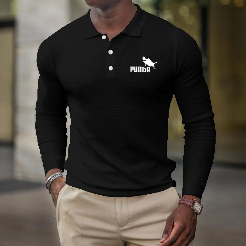

Рубашка-поло мужская с длинным рукавом, повседневная спортивная модная одежда с принтом, весна-осень