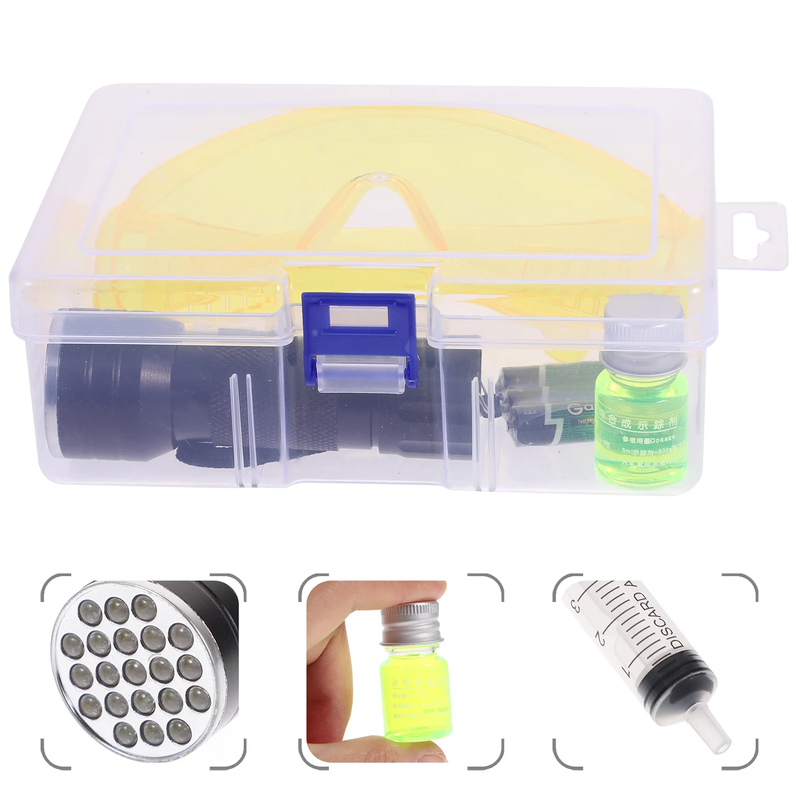 

Auto Tools Air Conditioner Leak Detection AC Test Flashlight Anti-UV 5.2X3.2cm Transparent Stainless Steel Kit