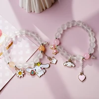 sanrio cartoon cute cinnamoroll hello kitty melody girls double layer crystal beaded bracelet anime figures simple bracelet gift