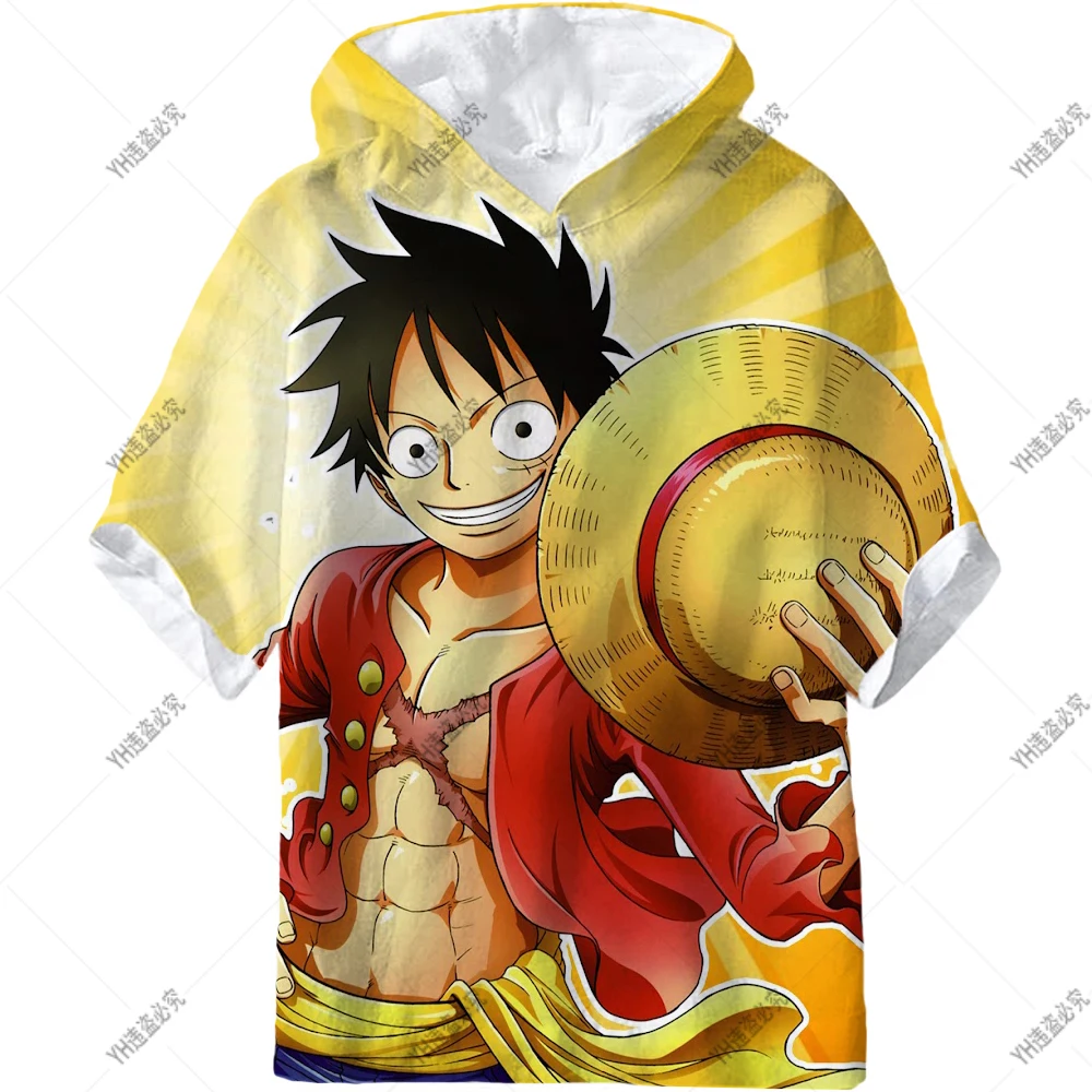 

Мужской слитный свитер для вечевечерние в стиле High Street, летняя модная аниме быстросохнущая толстовка с капюшоном Luffy Essentials