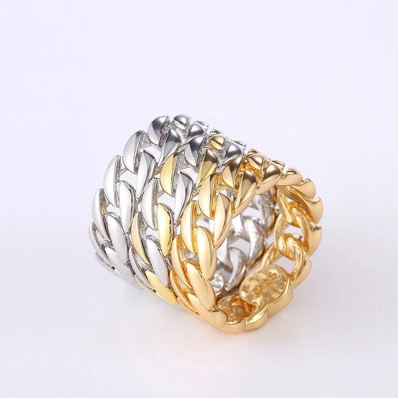 

Hot Gold Silver color Chain Rings for Women Couples Vintage Handmade Twisted Hollow out Geometric Finger Jewelry Party Gift