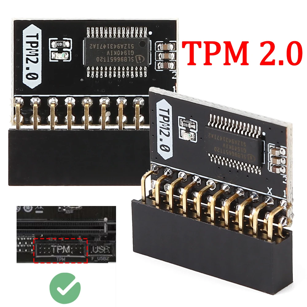 

TPM 2.0 Encrypted Security Module Board LPC 20 Pin Mainboard Card TPM2.0 Module for ASUS Gigabyte Motherboard For Windows 11