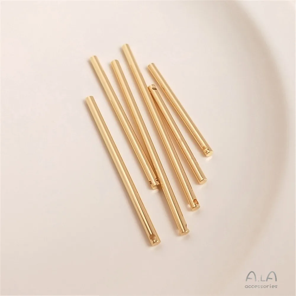 

14K Gold Filled Plated Drill round straight stick stick pendant earrings necklace pendant DIY accessories