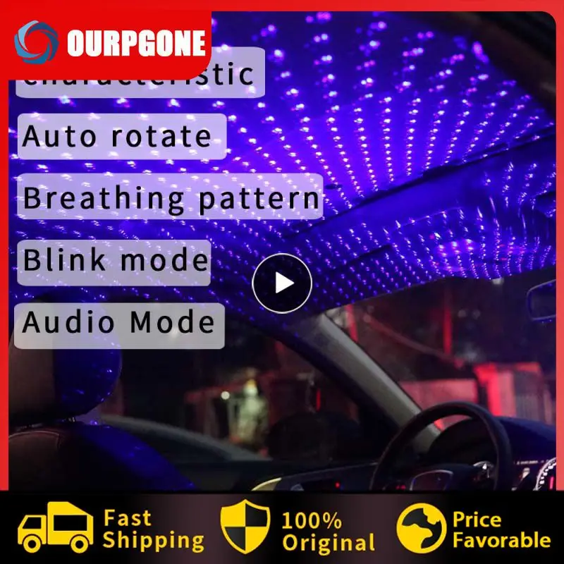 

Автомобильное окружающее освещение, автомобильное Звездное USB модифицированное украшение интерьера крыши, звездное небо, потолочный проектор, вращающаяся звезда, декоративное освещение