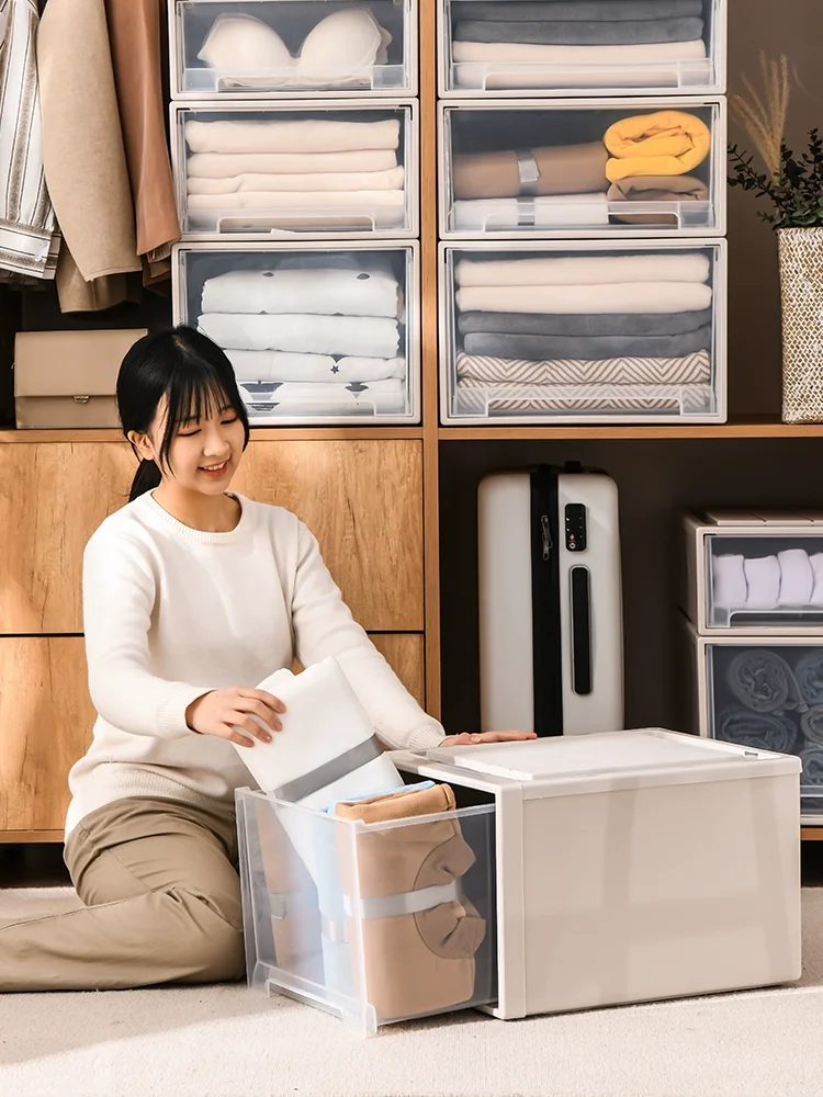

Transparent Clothes Storage Box Drawer Type Plastic Household Transparent Wardrobe Storage Clothes Storage Cabinet Organizin Box