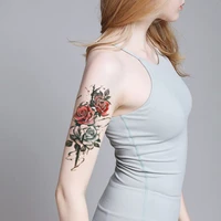 temporary tattoo stickers realistic rose peony flowers design fake tattoos waterproof tatoos legs arm large size for women girl