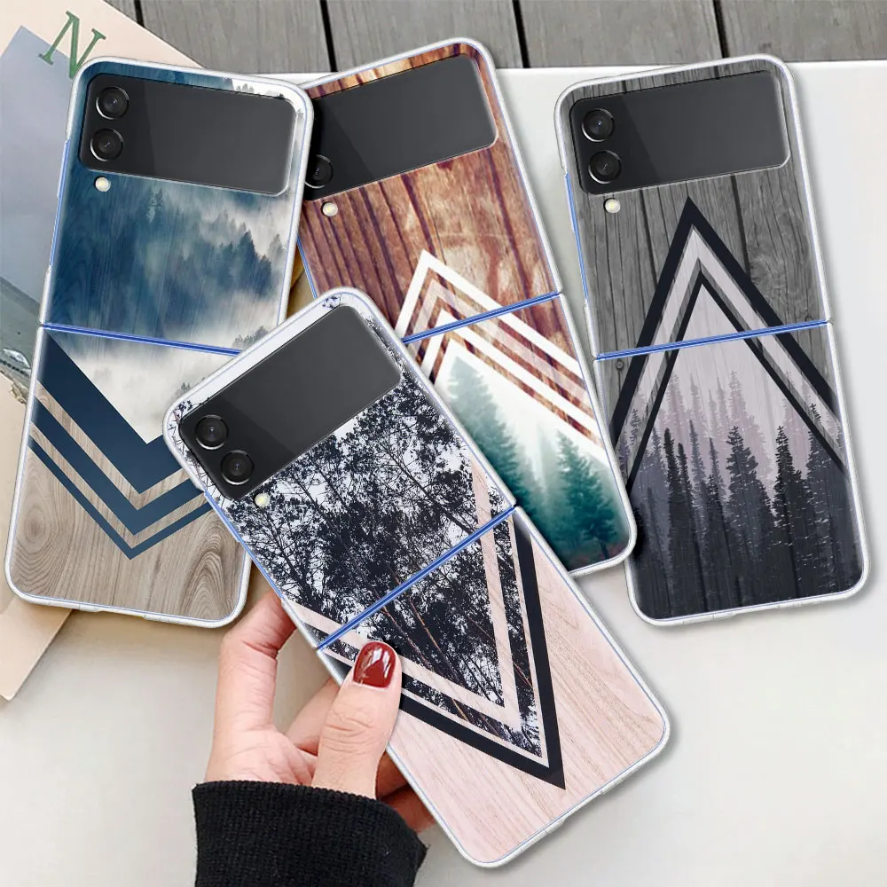 

Forest Geometry Wood Nature For Samsung Galaxy Z Flip 3 Case Folding anti-fall for Samsung ZFlip3 Z Flip3 5G Protective Cover