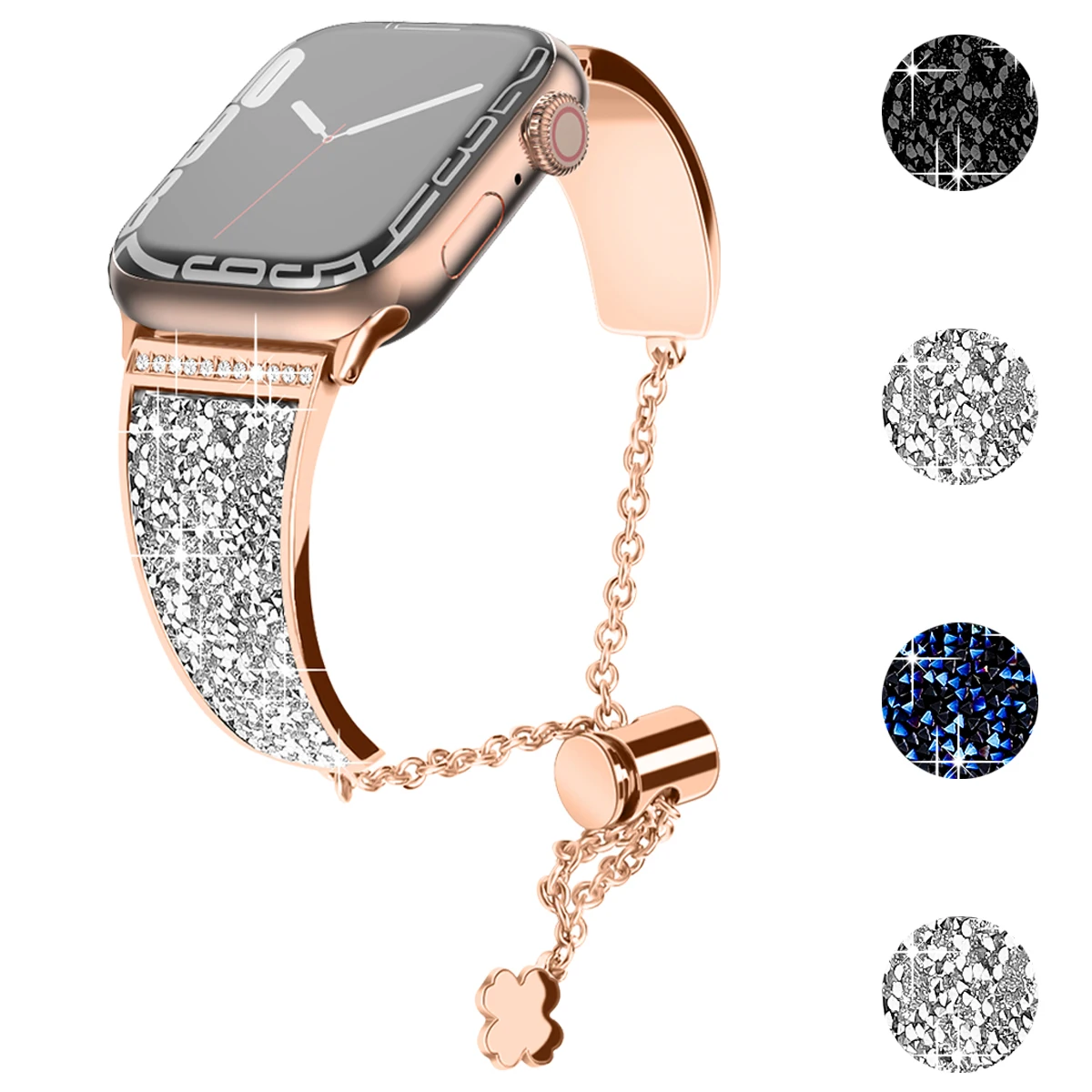 

Women's Metal Strap for Apple Watch Band 7 6 41mm 45mm 40mm 44mm Diamond Bracelet for iWatch Series 7 SE 3 Jewelry Wristbands