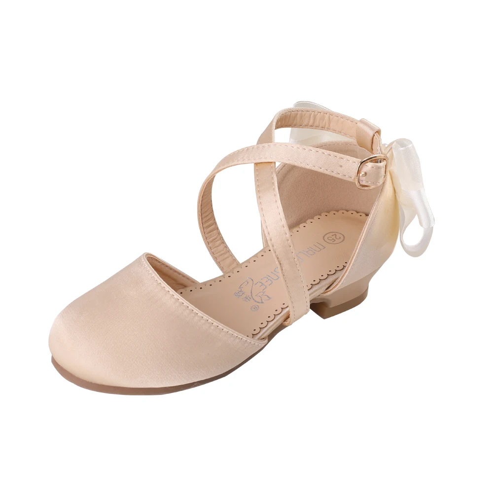 Туфли принцессы на высоком каблуке для девочек модные атласные сандалии с