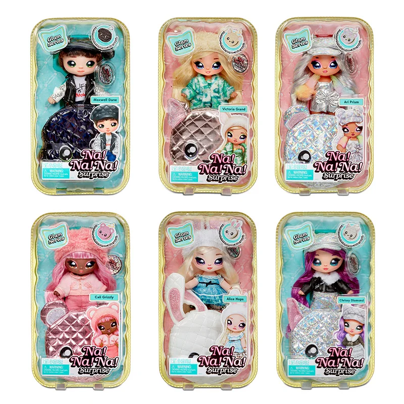 

Original NANANA 2-in-1 Doll Glam Series Alice Hops Melanie Mod Surprise Fashion Doll Plush Purse Christmas Gift Toys for Girls