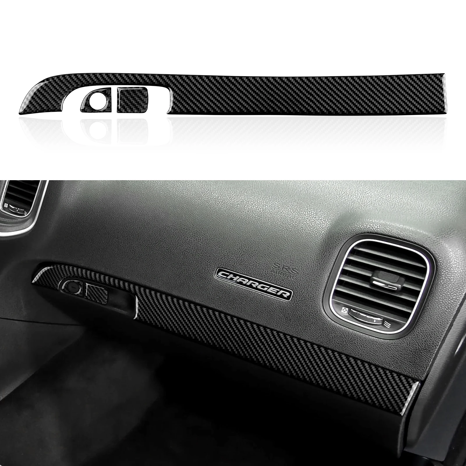 

Car Copilot Glove Box Handle Cover Decals for 2011-2023 Chrysler 300 Accessories Carbon Fiber Interior Stickers