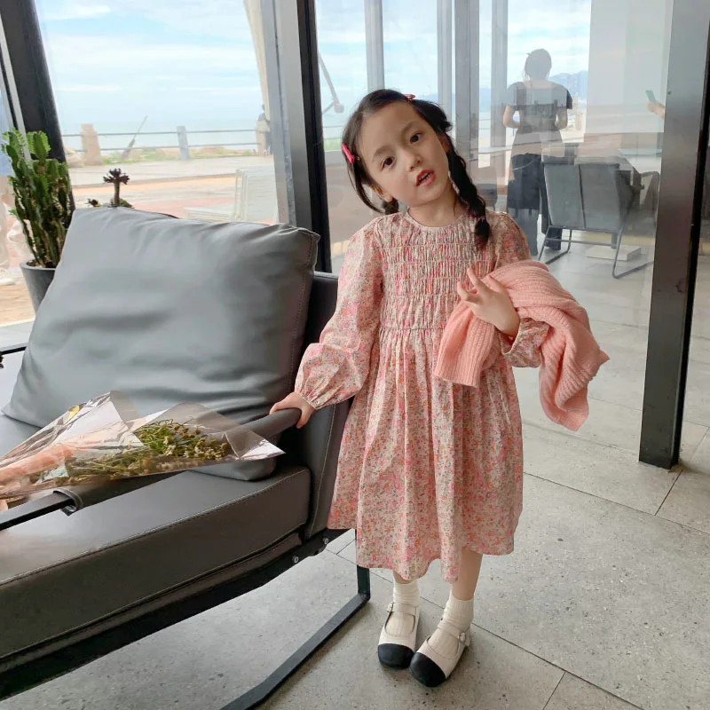 

2022 Dress A-line Knee Length O-neck Collar Full Sleeve Pullover Sweet Print Fashion New Comfortable Lovely Autumn Children Girl