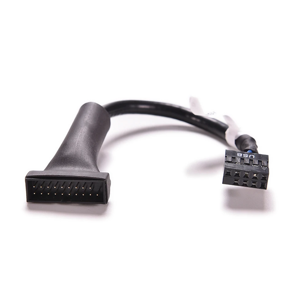 Купи 1PC Black USB 2.0 9 Pin Housing Male To Motherboard USB 3.0 20 Pin Female Adaptor Cable Adapter for PC Computer за 130 рублей в магазине AliExpress