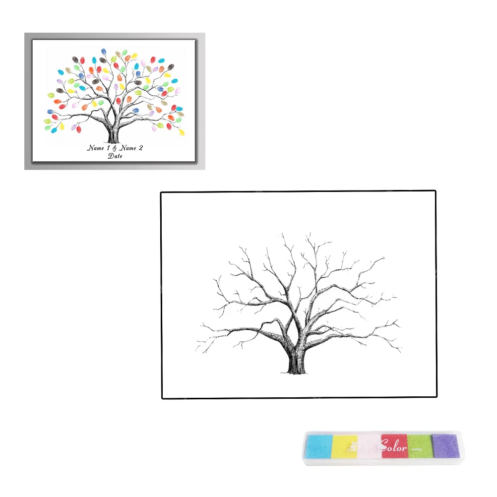 

Fingerprint Tree Baby Shower Guest Book Wedding Fingerprints Signing Cloth Fashion