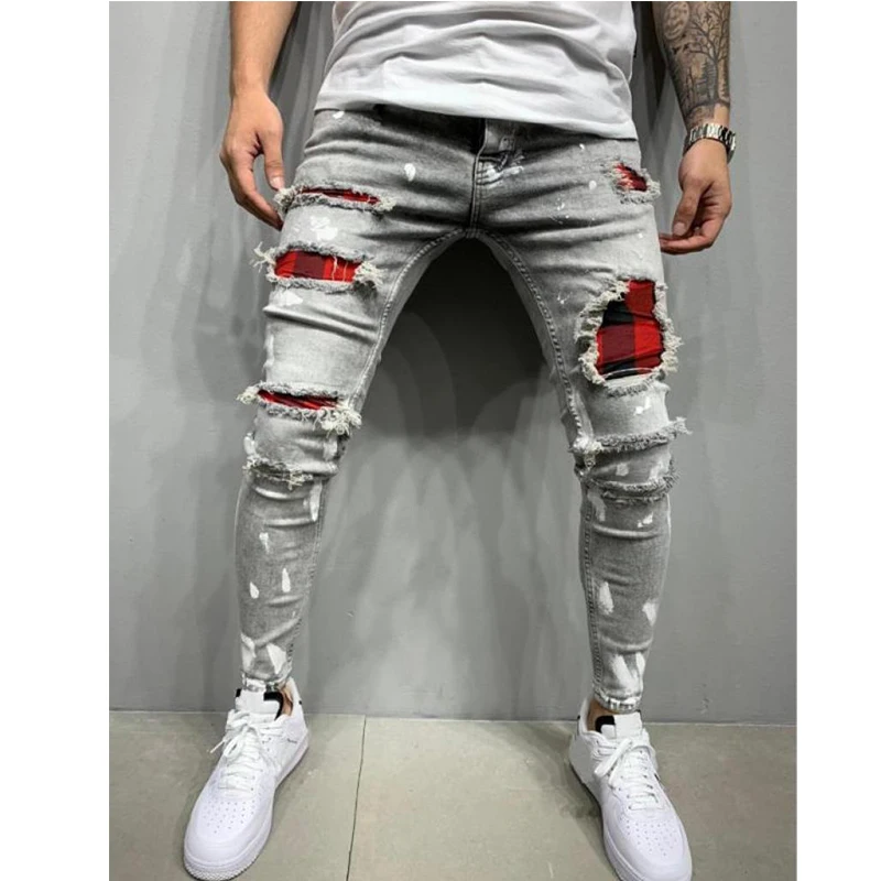 Men's Jeans Cool Ripped Skinny Trousers Casual Jogging Jeans for Men Fashion Streetwear Hip Hop Male Slim Fit Long Pants