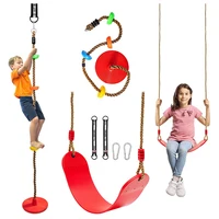 Kids Swing Seat Set Rope Adjustable with Hanging Straps Climbing Rope Tree Swing with Platforms Outdoor Playground Accessories