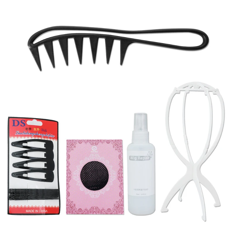 

Wig Care Suit 5 Pieces Large Tooth Comb Care Liquid Hair Net Bracket Bb Clip Wig Care Tools Anime Accessories Cosplay