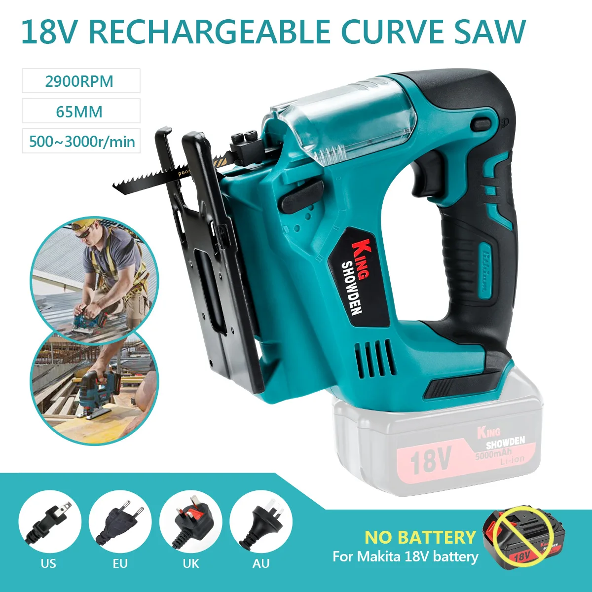 2900RPM Cordless Jigsaw Brushless Electric Jig Saw Multifunctional Adjustable Woodworking Power Tool For Makita 18V Battery