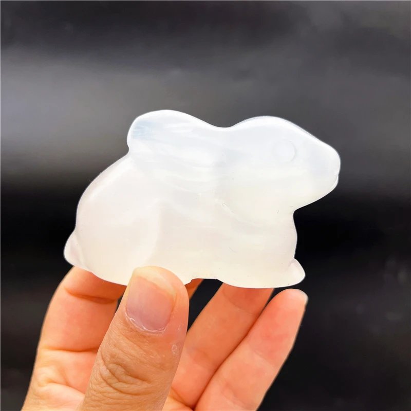 

Drop shipping 1PC Natural White Selenite Rabbit Animal Hand Carved Crystal Healing Stone Love Gems DIY Gifts Stones and crystals