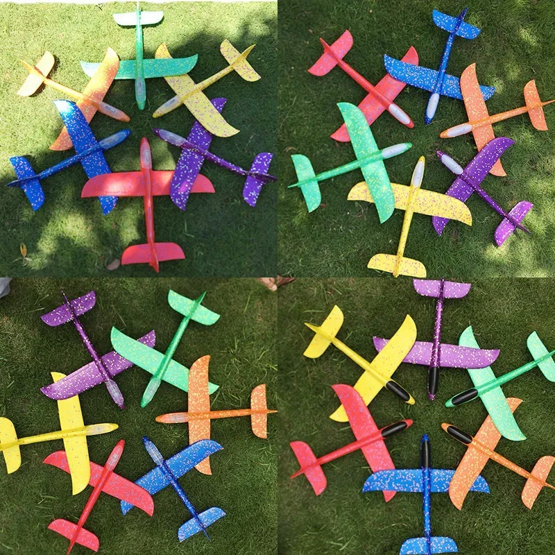 10PCS Foam Glider Planes Airplanes Hand Throwing toy 36CM 48cm Flight Mode Inertia Planes Model Aircraft for Kids Outdoor Sport