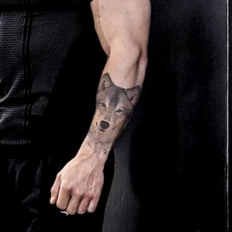 VeeCharm-волчья серия акварельных скетчей временные татуировки для взрослых