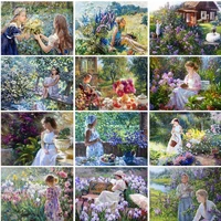 ruopoty oil painting by number flower girl hand painted paintings gift diy pictures by numbers figure kits drawing on canvas hom