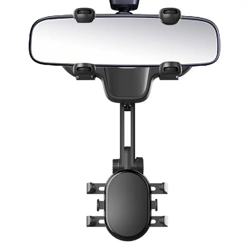 

Rear View Mirror Car Phone Holder Cell Phone Stand Hands Free With Retraction Multipurpose Phone Mount In Vehicle Automotive