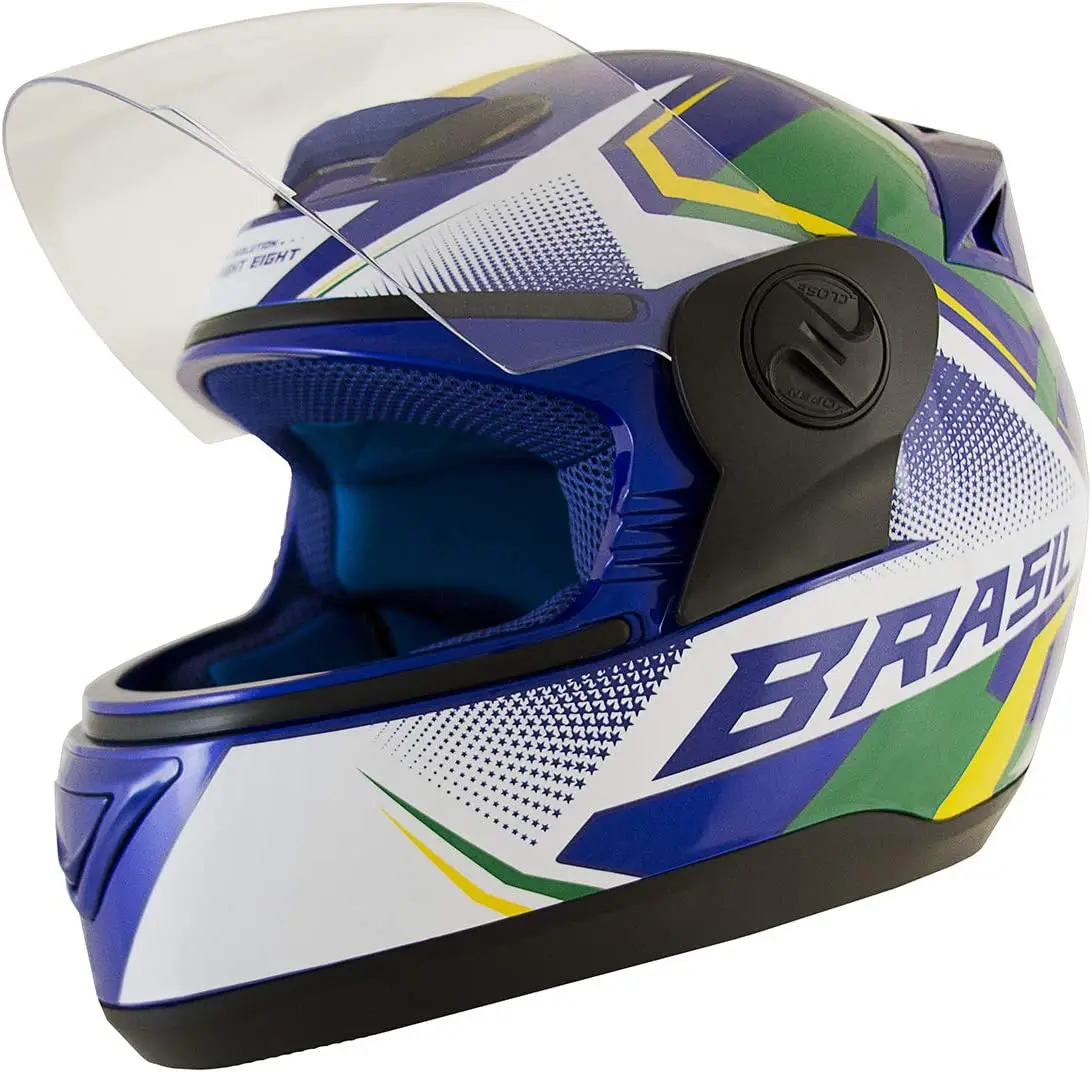 

Capacete Evolution G6 Brasil 2019 56 Azul/Branco Motorcycle Motorbike Anti-fog helmet Hat Men Women Scooter Winter Safety Cap