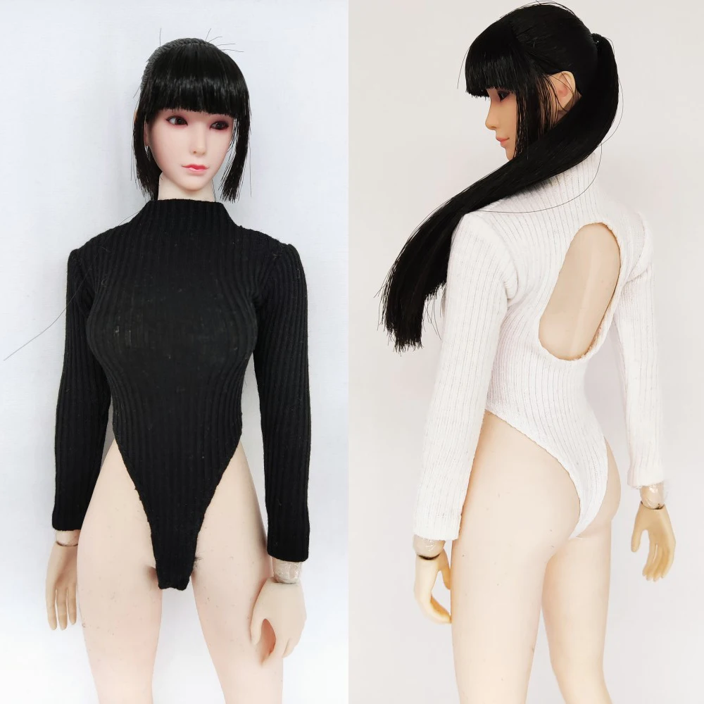 

Цельный свитер с высокой вилкой 1/6, облегающая модель одежды с открытой спиной для женских экшн-фигурок 12 дюймов, кукол