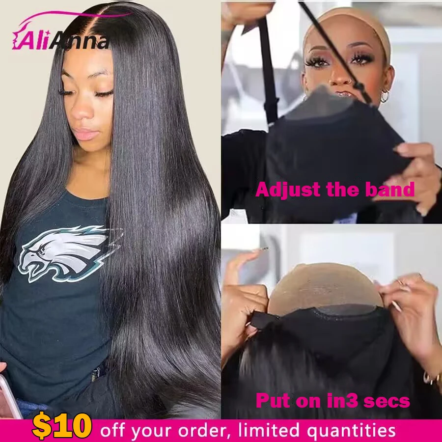 Glueless Wig Human Hair Ready To Wear Pre Cut Wig Transparent Straight 4x4 Closure Human Hair Wigs Preplucked Glueless Wig