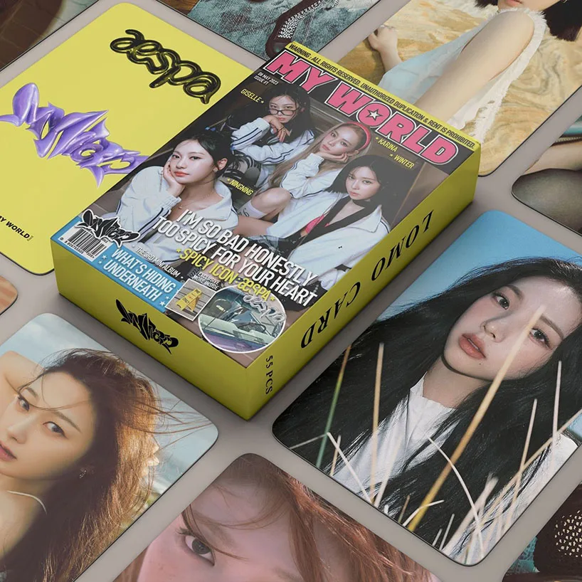 

55 шт./набор Kpop IVE (G)I-DLE ITZY фотокарты звезды альбом двойные фотокарты my world Lomo Card подарочные поклонники милые ломо карты