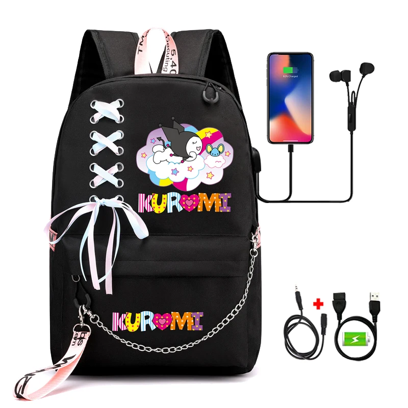 

Sanrio Anime Kuromi Backpack Girls Back To School Backpack Cartoon Kawaii Student School Mochila Escolar Bags Childr Bookbag