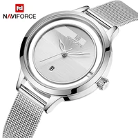 naviforce women stainless steel waterproof watches ladies classic silver white elegant wrist watch female quartz calendar clock