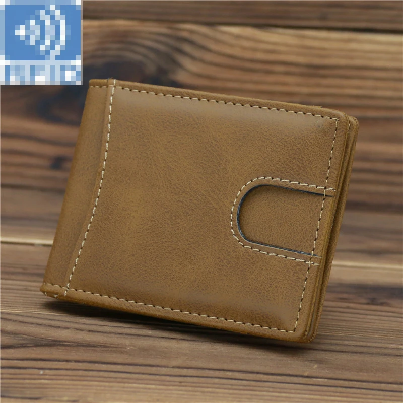 

Anti-magnetic RFID U.S. Dollar Clip Men's PU Leather Card Case Card Holder Bill Holder Vintage Frosted Pocket Wallet Money Clip