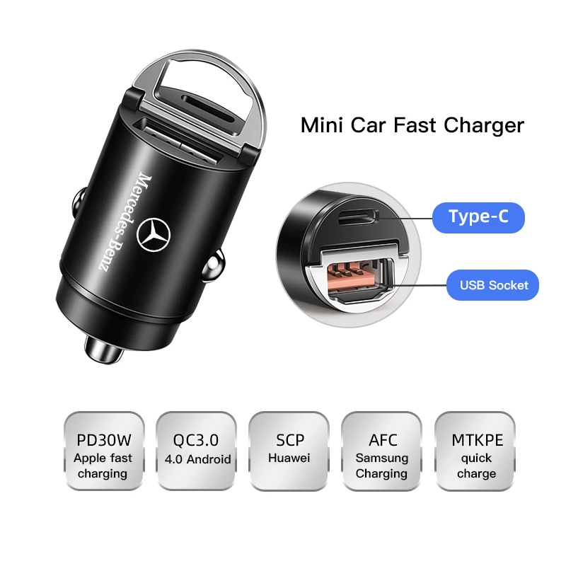 Автомобильное зарядное устройство USB Type-C адаптер питания для быстрой зарядки