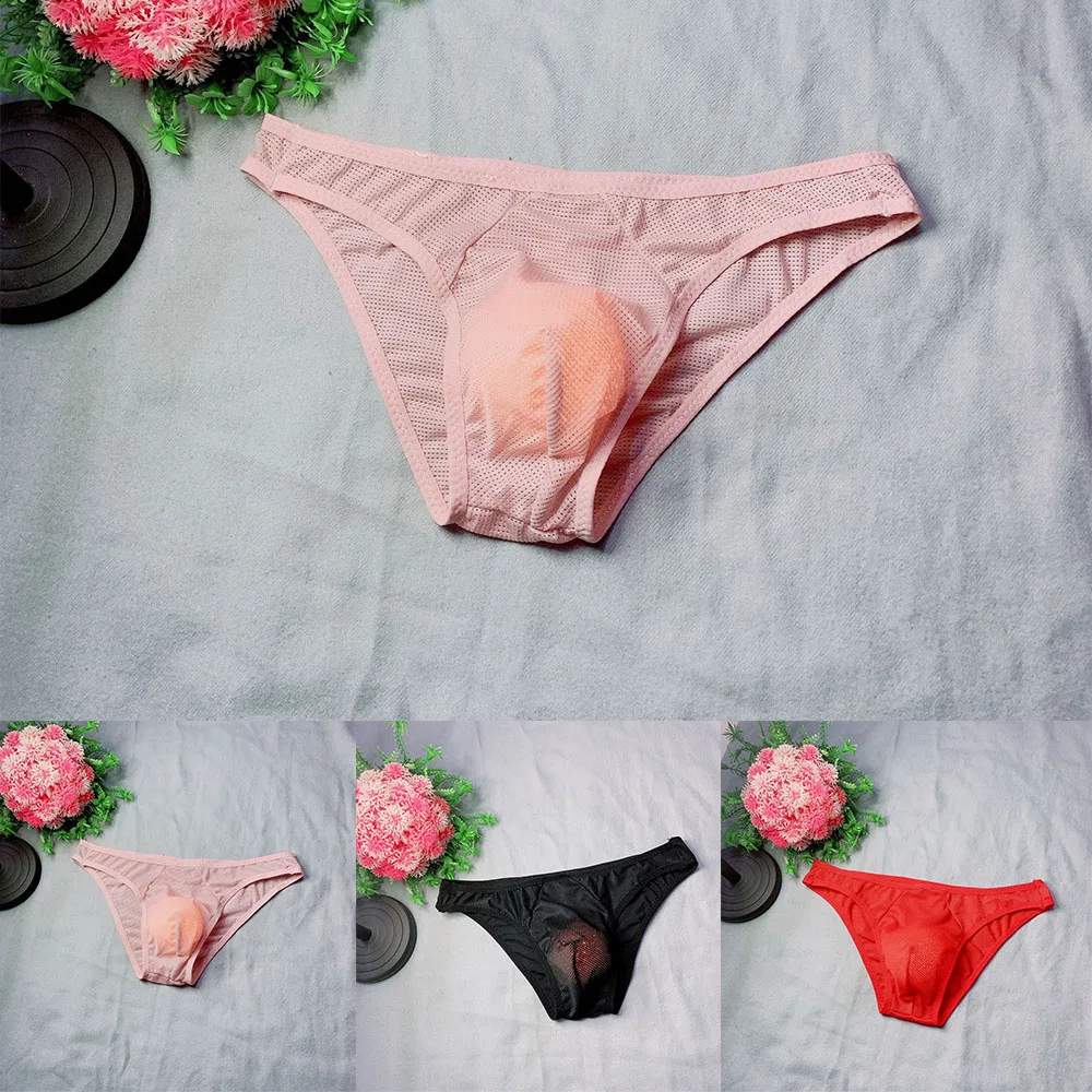 

Transparent Mesh Briefs Gay Sissy See Through Erotic Lingerie Soft Comfortable Printed Panties Gay Man Bulge Pouch Underpants