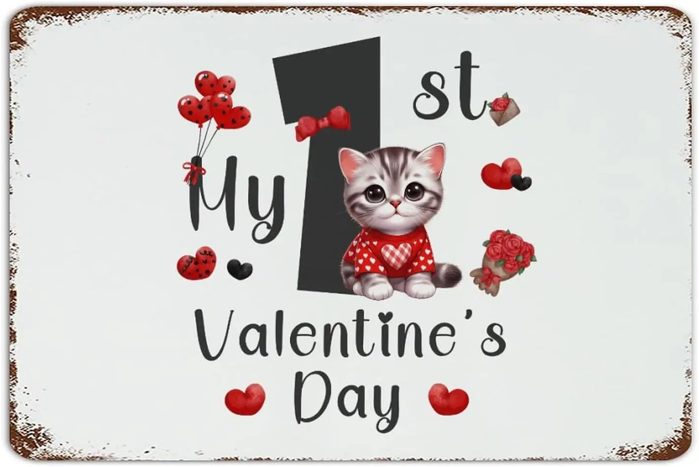 Собака Ct My 1st Vlentne's Dy 812 nch Metl Tn Sgn Персонализированная внешняя комната Общежитие