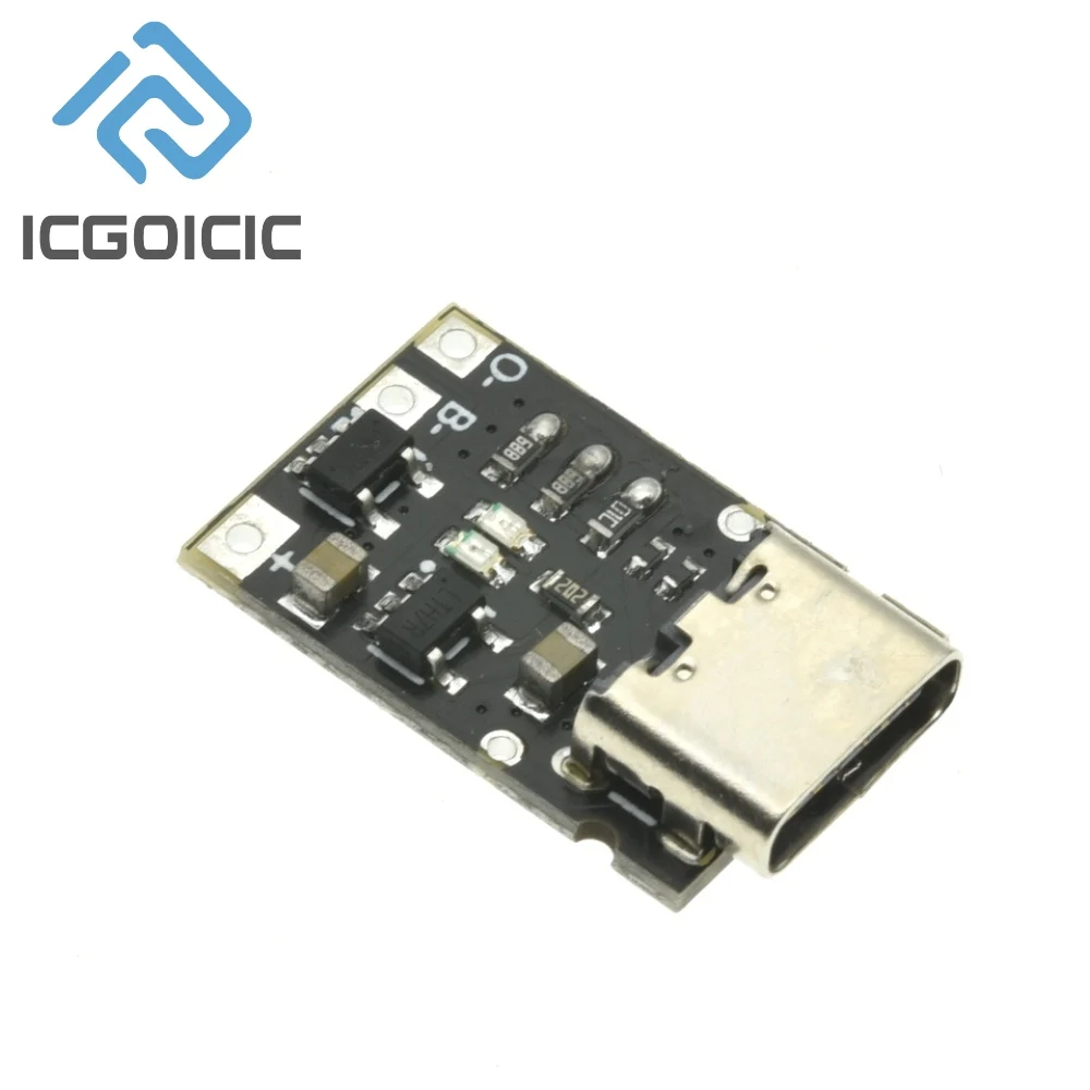Фото Плата зарядного устройства Type-C Mini 1S для литиевых аккумуляторов, 100-500 мА, регулируемый ток, модуль защиты полимерных аккумуляторов от перезаряда, 1-100 шт. №5