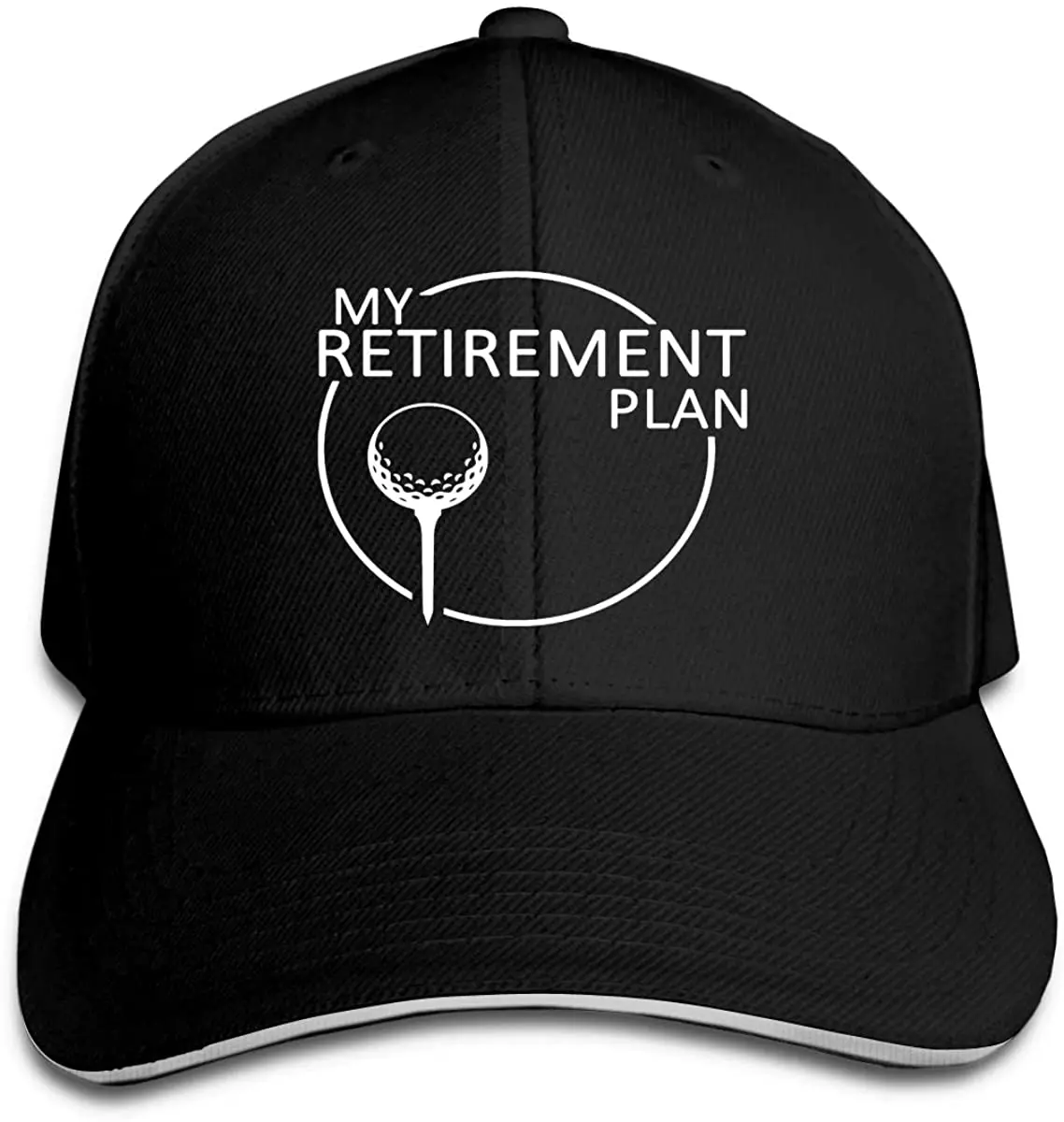 

My Golf Retirement Plan Adjustable Baseball Cap Dad Hat Funny Print Sun Hats for Men Women Black