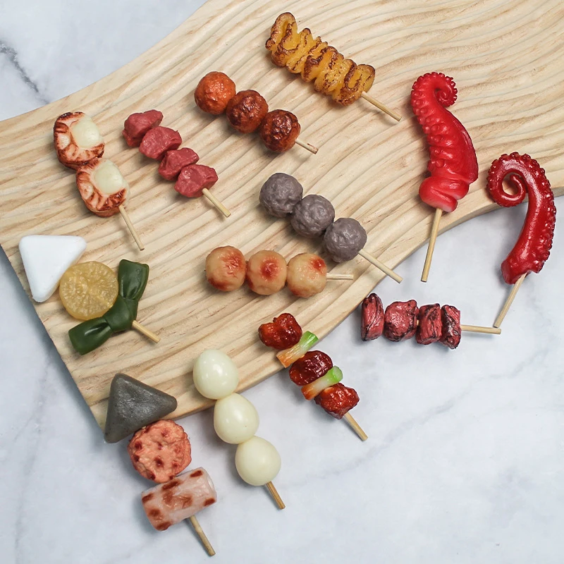 Имитация еды из ПВХ Шпажки для барбекю веселая мини-модель Oden игрушечные