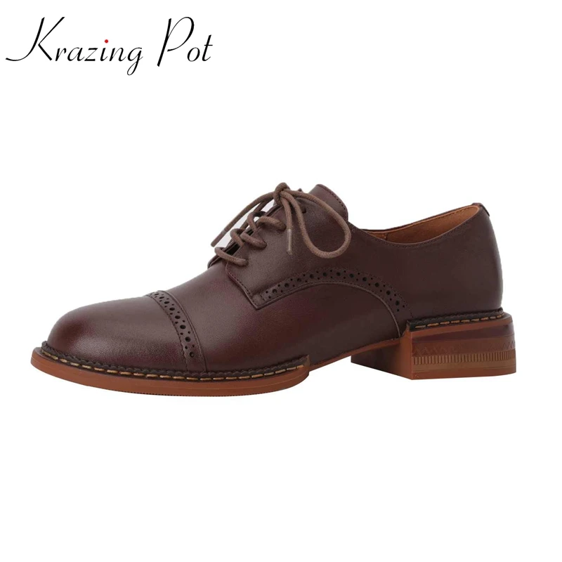 

Женские туфли из натуральной кожи, с круглым носком, на среднем каблуке