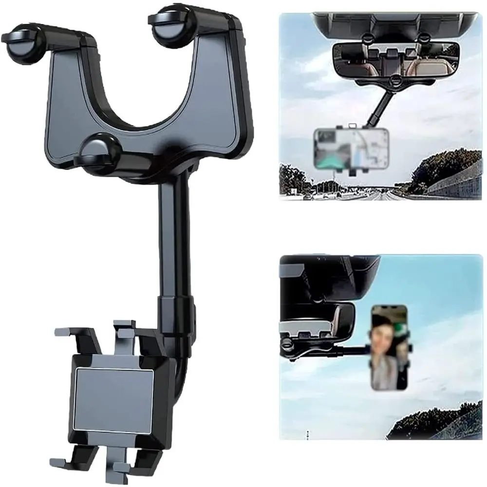 

Universal Telescopic Rotating Adjustable Rearview Mirror Phone Holder CellPhone Mount Car Phone Stand GPS Bracket