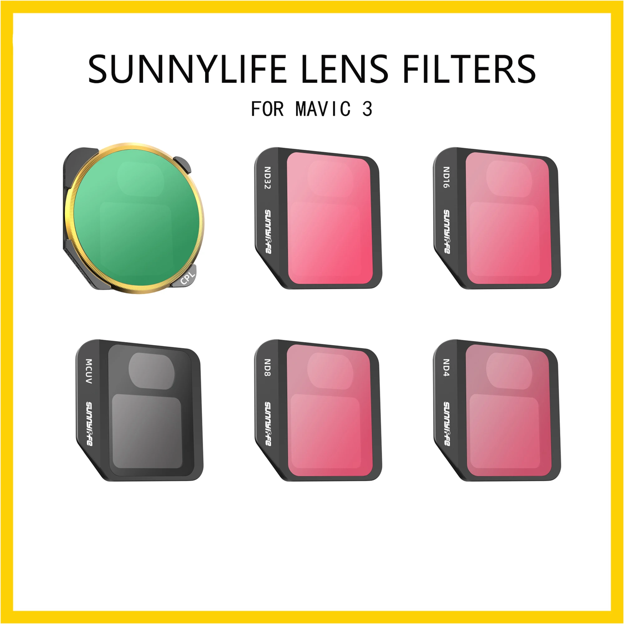 

Sunnylife для DJI Mavic 3 фильтр объектива MCUV ND8 ND16 ND32 регулируемые фильтры CPL ND4 PL ND32 PL ND PL фильтры