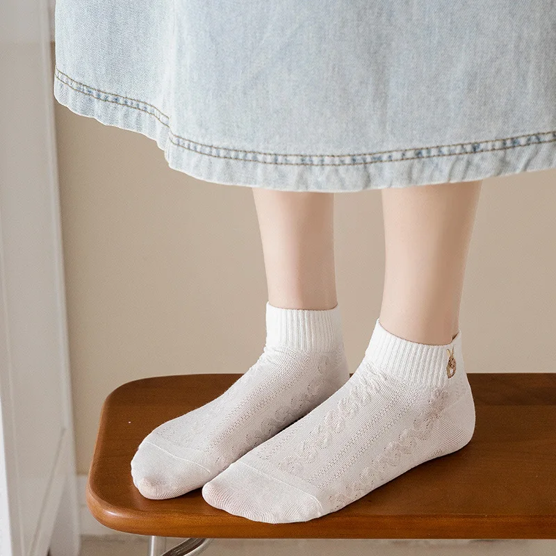 Белые носки с вышивкой модные женские в Корейском стиле милые дизайнерские