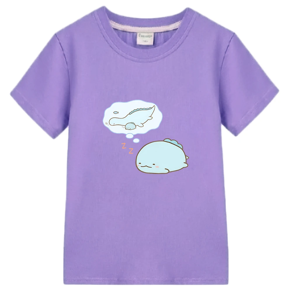 

Футболка Sumikko Gurashi Kawaii мультяшный графический принт футболка для детей мальчиков девочек 100% хлопок Летние футболки с коротким рукавом